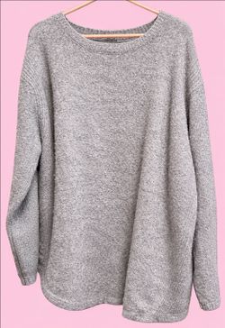 Women's 2XL Gray Knit Crew Neck Long Sleeve Solid Pullover Sweater