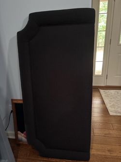 Full size black linen upholstered headboard