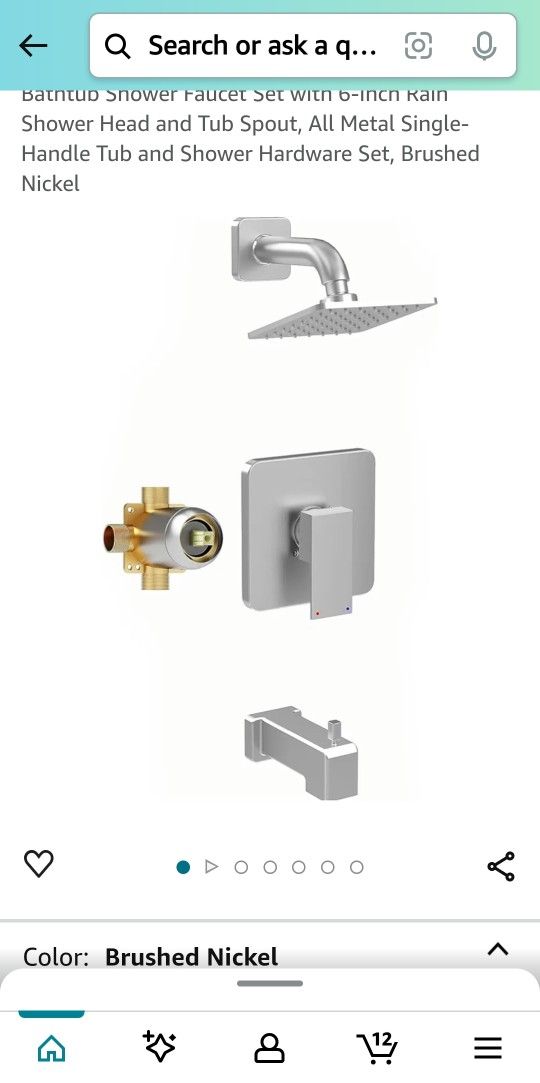 Esnbia Tub Shower Kit（Shower Valve Include), Bathtub Shower Faucet Set with 6 Inch Rain Shower Head and Tub Spout, All Metal Single Handle Tub and Sho