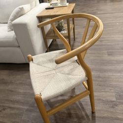 Wishbone Chair – Mid Century Modern Wood + Woven Seat 