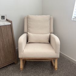 Rocking chair Tan Upholstery Sturdy Wood Bottom