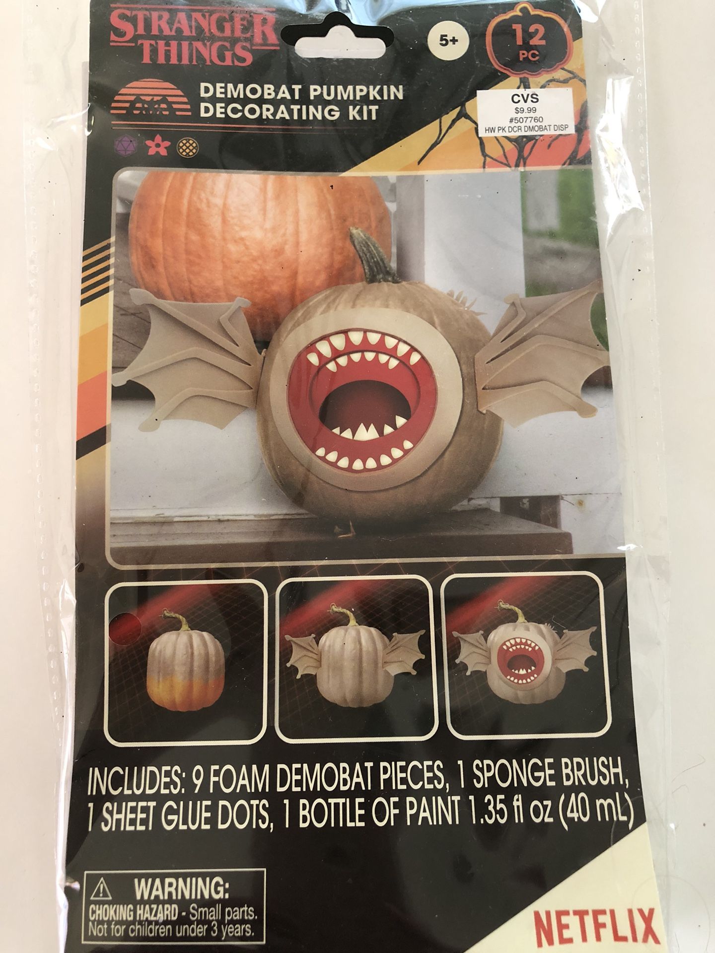 Stranger Things Demobat Pumpkin Decorating Kit 12-Piece Set Halloween Craft NEW