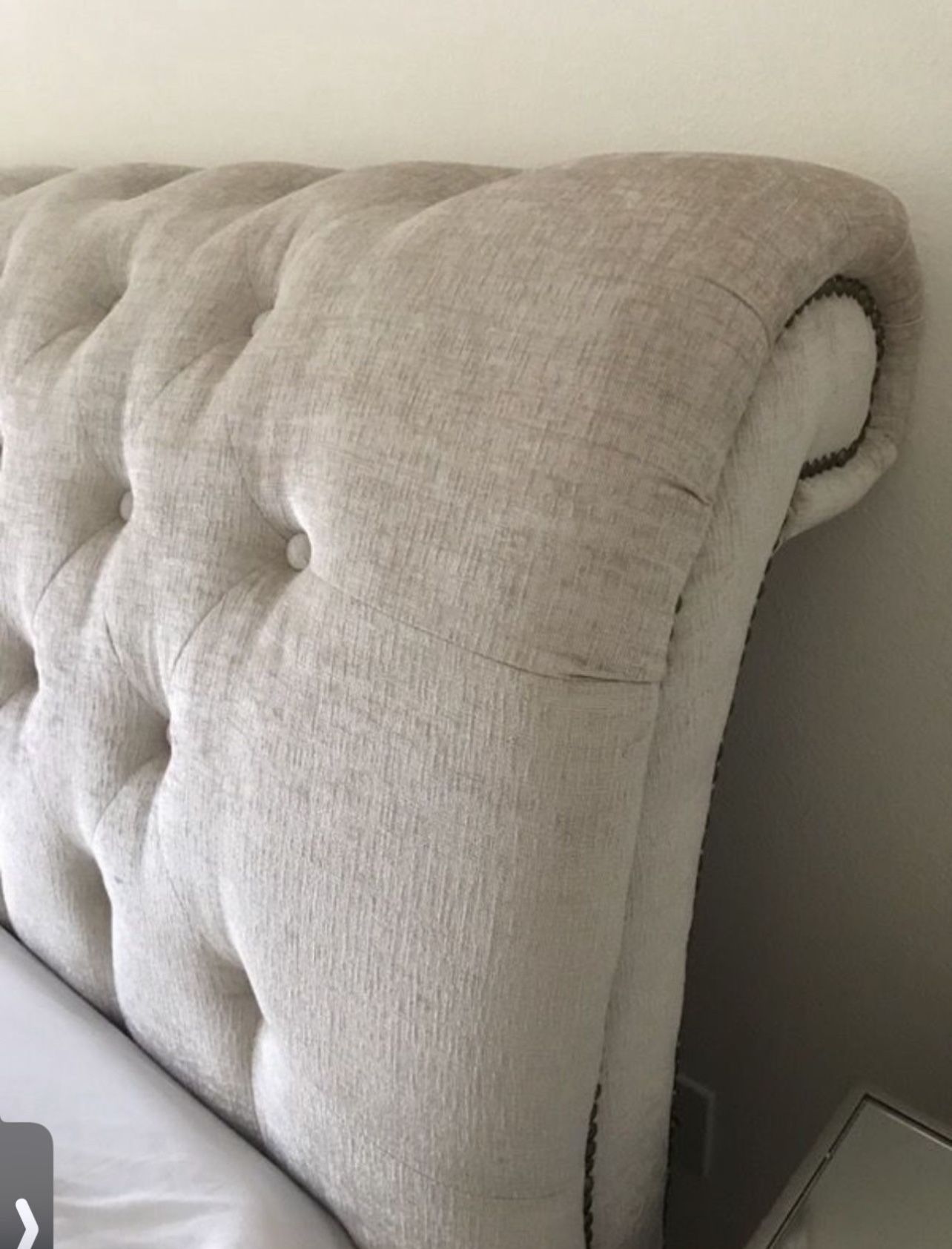 Macy King Bed - Grey Tufted Sleigh Headboard ONLY