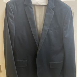 Blue Slim Fit Express For Men 2-piece Suit, Jacket Size 44 And Pants Size 36x32