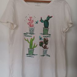Talbots Cactus Succulents Tshirt Size Petite Small