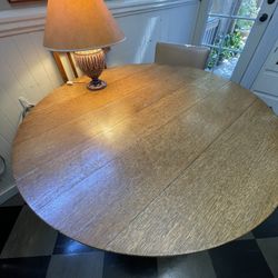 Vintage Solid Oak Kitchen Table on Casters