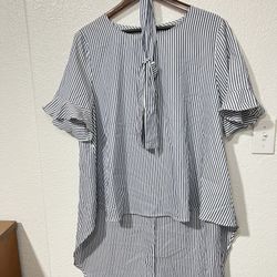  Blouse Blue and white Size L Women Elegant Blouse