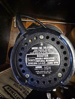 Sears Craftsman router, model No. (contact info removed)0,  3/4 HP, 25,000 RPM, double-insulated fixed-base router