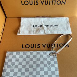 100% New Authentic LOUIS VUITTON Damier Azur Neverfull Pochette Clutch MM