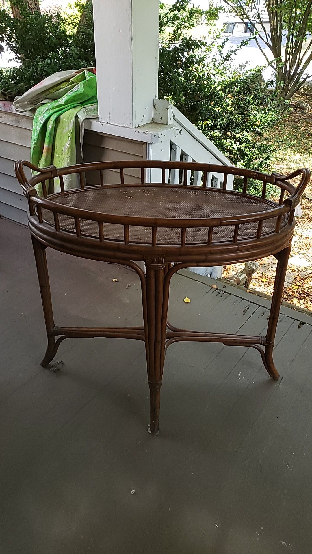 Antique bamboo wicker table