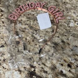 Birthday Girl Headband – Pink Rhinestone Crown – New
