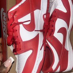 red n white dunks size 6