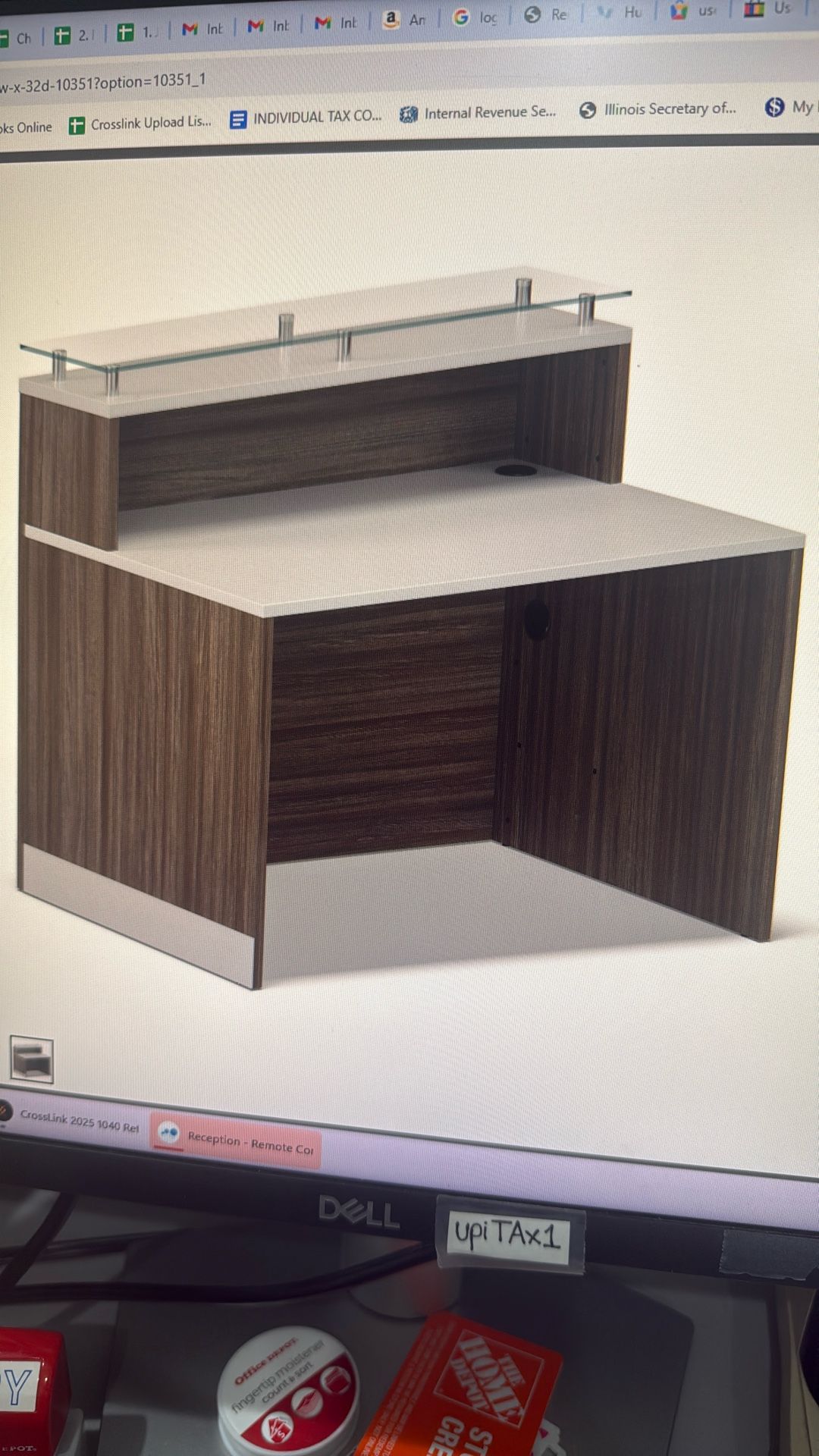 Glass Top Reception Desk 42 “ W x 32 D