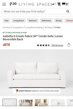 Living spaces isabella condo sofa w/ ottoman