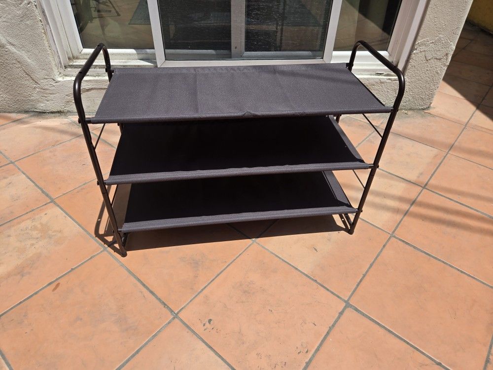 Canvas And Metal Shoe Rack - Holds ~9 Pairs, Sturdy And Compact