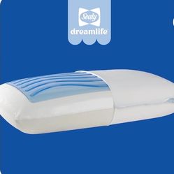 Sealy Dreamlife King Size Memory Foam Cooling Pillow with SealyChill Cooling Gel, Removable Machine-Washable Cover, Made in The USA, White