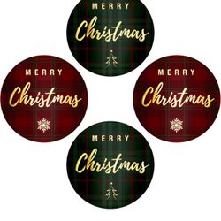 Merry Christmas Stickers, 2 Gold Foil Designs Sparkling Envelope Seal for Winter Holiday Decoration Christmas Supplies Gifts & Cards Decors (1