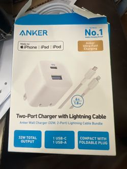 Anker two port charger with lightning cable