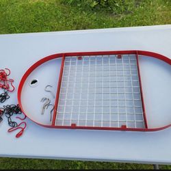 Kitchen red iron hanging pot and pan rack approx 17x33"