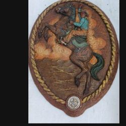 Western Cowboy 3 D Wall Plaque
