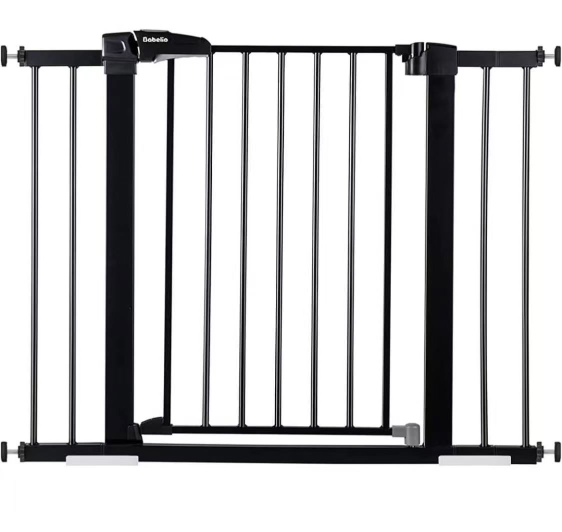 26-40 Inch Easy Install Extra Wide Pressure Mounted Metal Baby Gate, No Drilling, No Tools Required, with Wall Protectors and Extenders