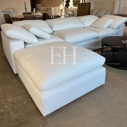 White Boucle 4 Piece Sofa Sectional Cloud 🔥buy Now Pay Later 