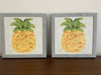 Pineapple Wall Art Framed Prints Set of 2