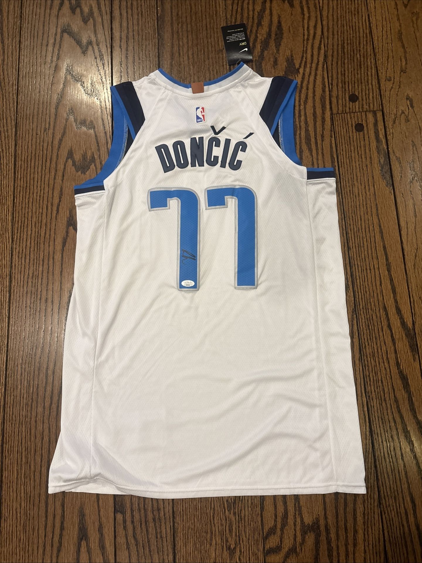 Luka Doncic Autographed Mavericks Jersey White JSA Certification Of Authenticity