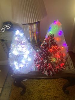 Tinsel  Xmas Trees W/ Lights 