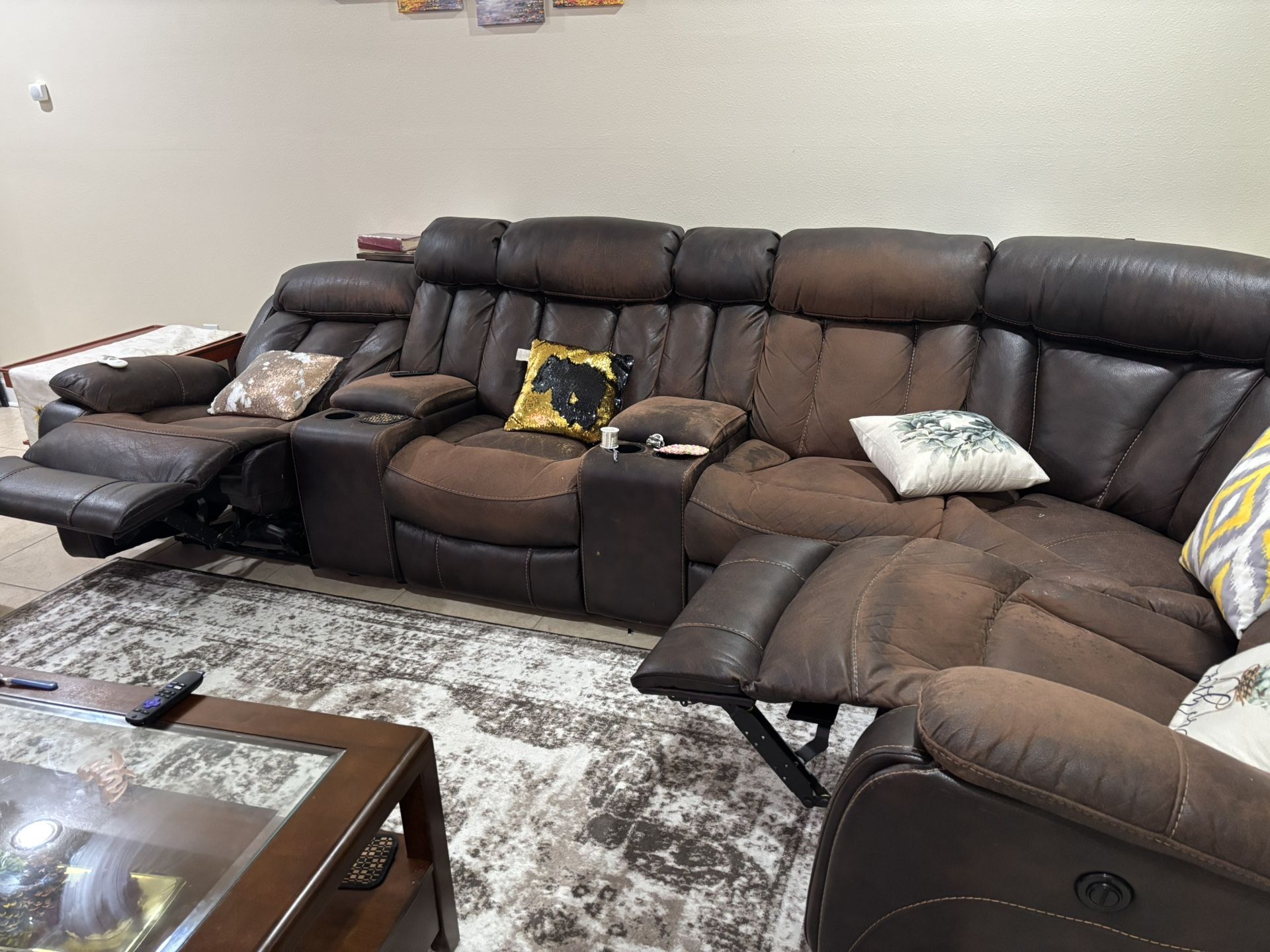 Sectional Sofa With 3 Recliners - 2 Power