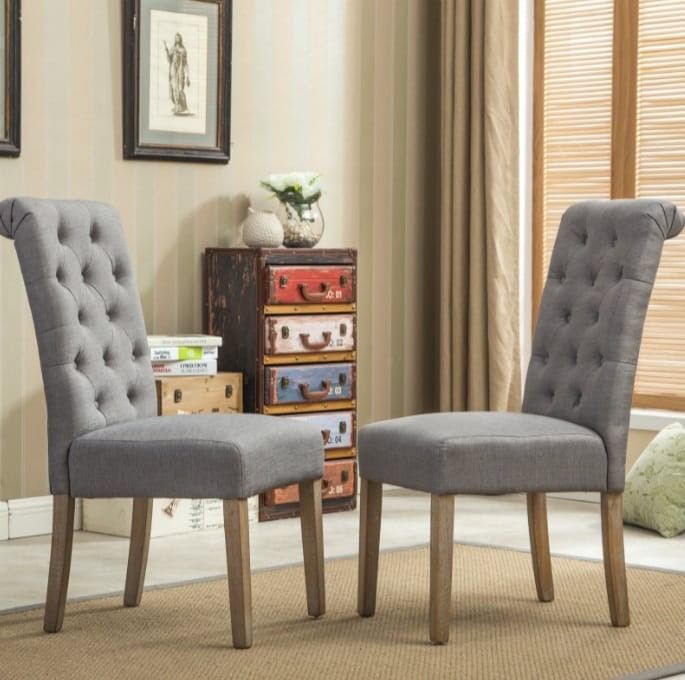 
BRAND NEW 
Roundhill Furniture Habit Solid Wood Tufted Parsons Dining Chair, Gray, Set of 2
Roundhill FurnitureModel: C161GY