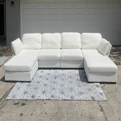 White Double L Sectional Couch / Sofa [FREE Delivery🚚]