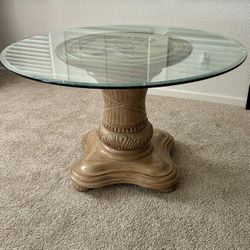 Beveled Edge Glass Top Dining Table