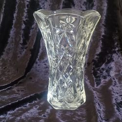 Vintage Anchor Hocking Prescut Clear Glass Vase 