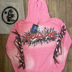 Pink Graphic Hellstar Hoodie - Size medium 