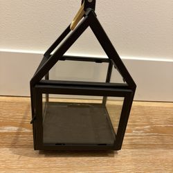 Black Metal Glass Votive Holder 