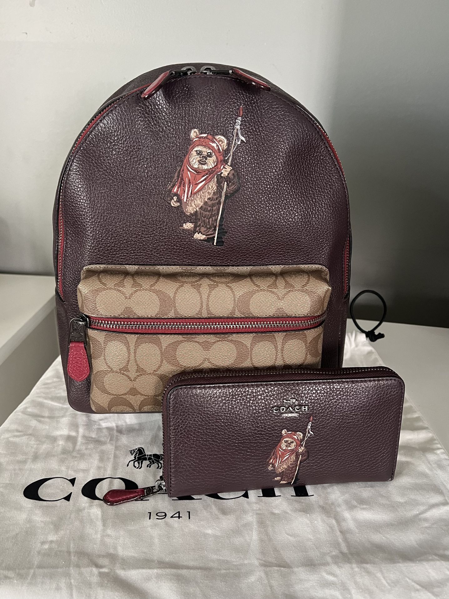 Star Wars X Coach Backpack In Signature Canvas With Ewok & Matching Wallet