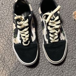 Vans Old Skool Romantic Floral Black Tr White  Skate Shoes Men's 5.5/wo7 