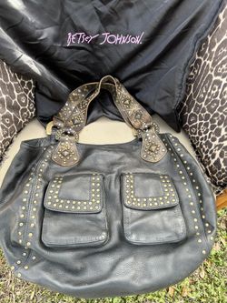 Betsy Johnson Leather Studded Handbag With Original Dusty Bag