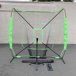 (New) $75 Baseball, Softball 7x7ft Practice (Net and Ball Tee Set) for Hitting Batting Training 
