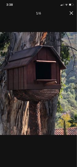 custom owl house, mounted on wood post