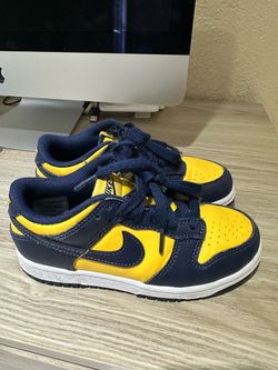Nike Dunk Low Kids Sneakers Navy Yellow SIZE 13.5C