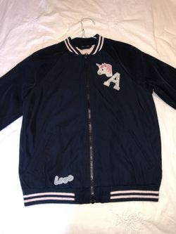 Abercrombie kids, navy blue bomber jacket