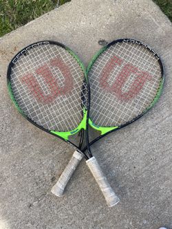 2 Green tennis rackets Wilson
