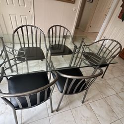 Glass Dining Table with 8 Chairs
