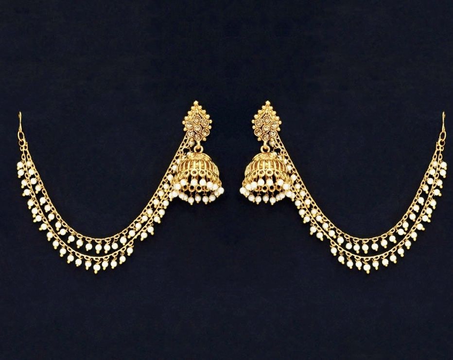 Fashion Drop Earrings With Hair Chain