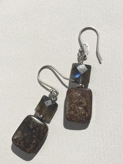 Labradorite And Bronzite Sterling Silver Earrings