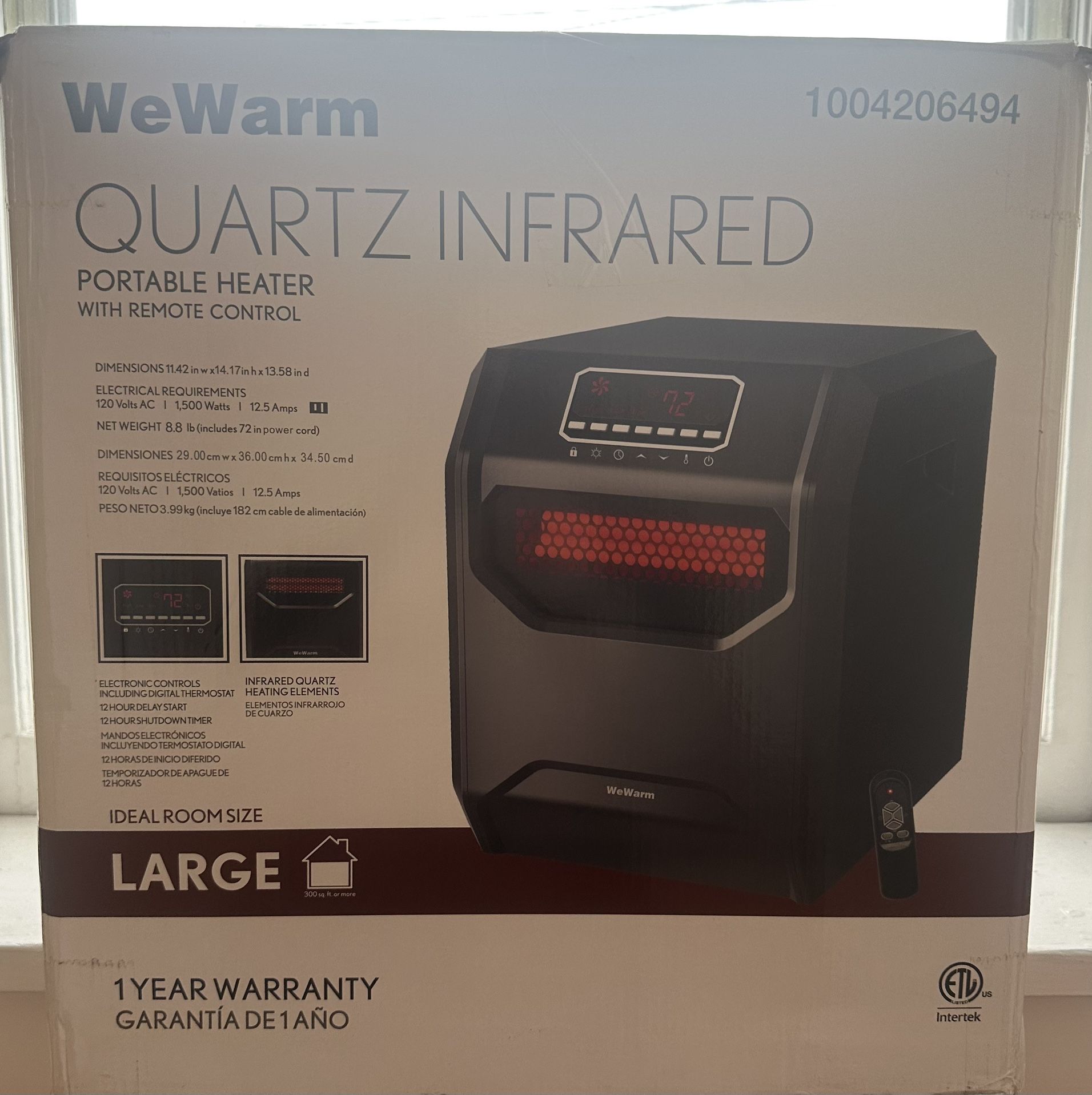 Portable heater with remote control large