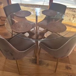 Glass Round Table Mid Century Modern With Place Mats 