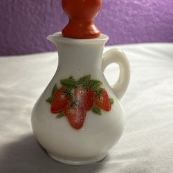 Vintage Avon Milk Glass and Strawberries Small Pitcher